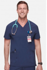 Legacy Men's V-neck Navy Blue Scrub Top Including Embroidered Student Name